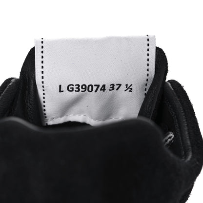 Chanel Fabric Suede Kidskin CC Sneakers 37.5 Dark Navy White 8 of 9