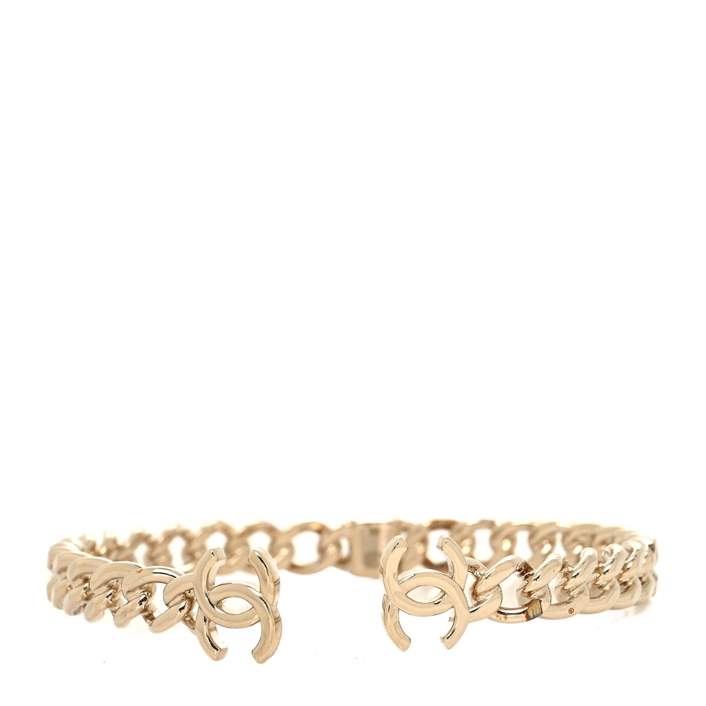 Metal CC Chain Link Choker Necklace M Gold