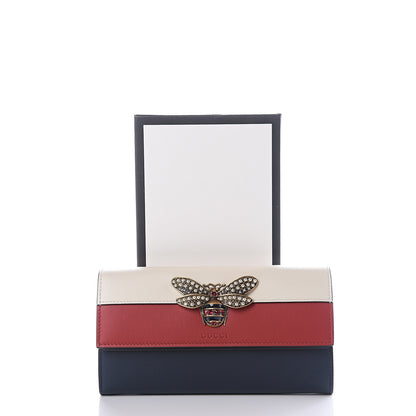 Gucci Calfskin Queen Margaret Flap Wallet Blue Agata Hibiscus Red Mystic White 9 of 9