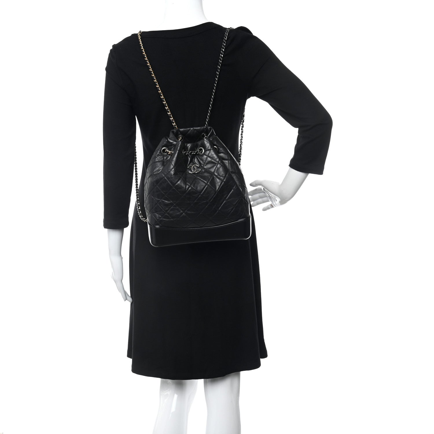 Chanel Aged Calfskin Quilted Gabrielle Backpack Black 2 of 11