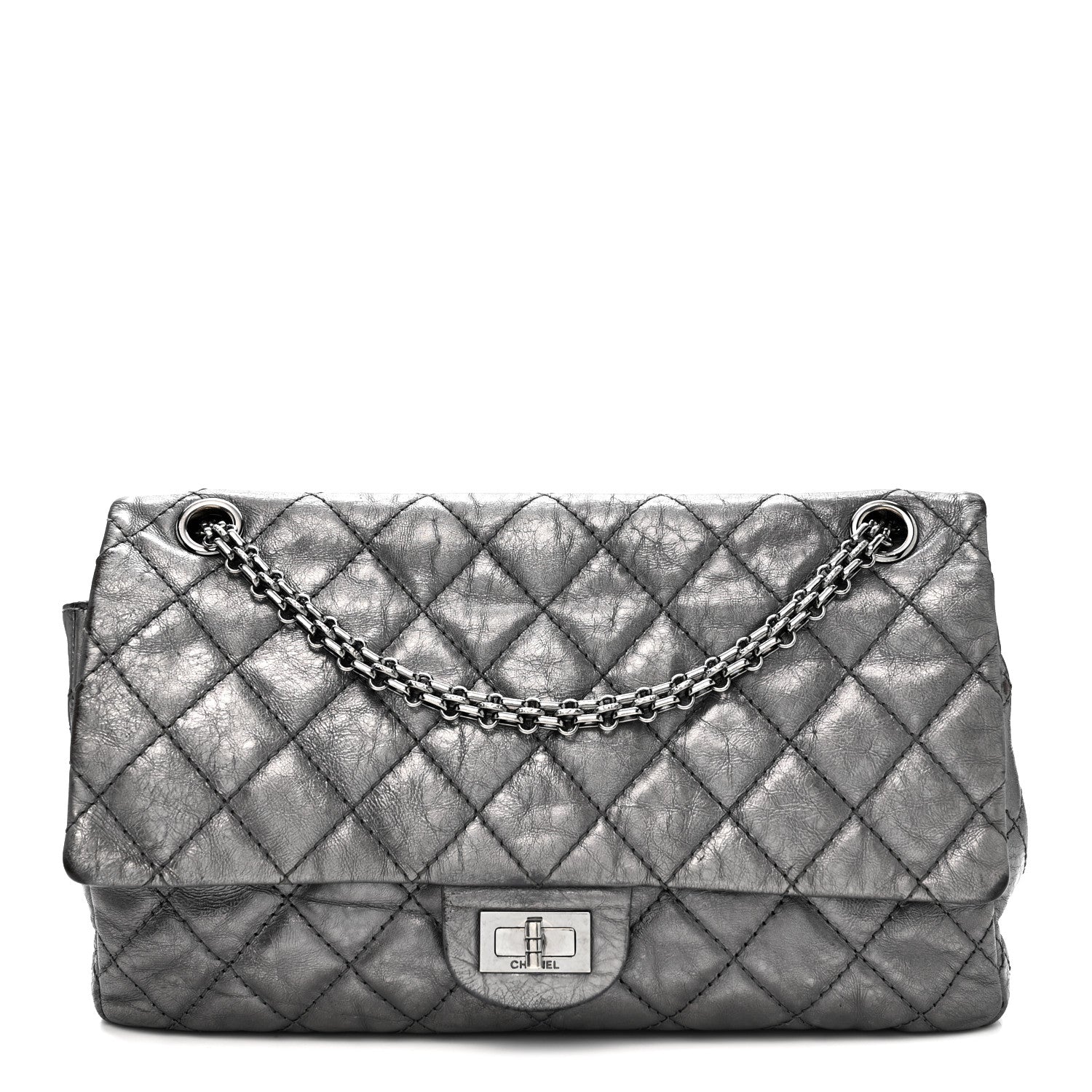 Chanel Metallic Aged Calfskin Quilted 2.55 Reissue 226 Flap Dark Silver 1 of 14