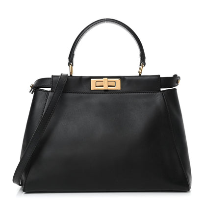 Fendi Vitello Morgan Shiny Nappa Medium Peekaboo Iconic Satchel Black 1 of 4