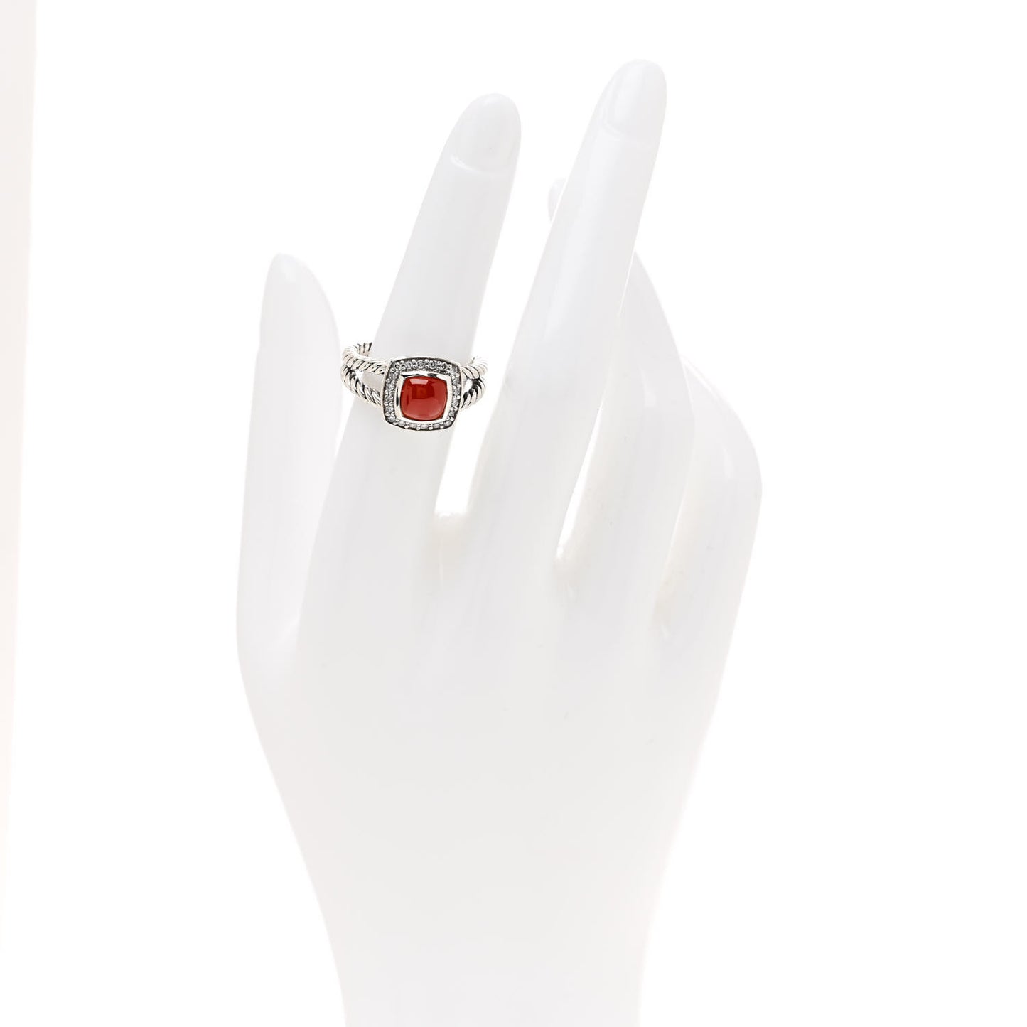 Sterling Silver Diamond Carnelian 7mm Petite Albion Ring 52 6
