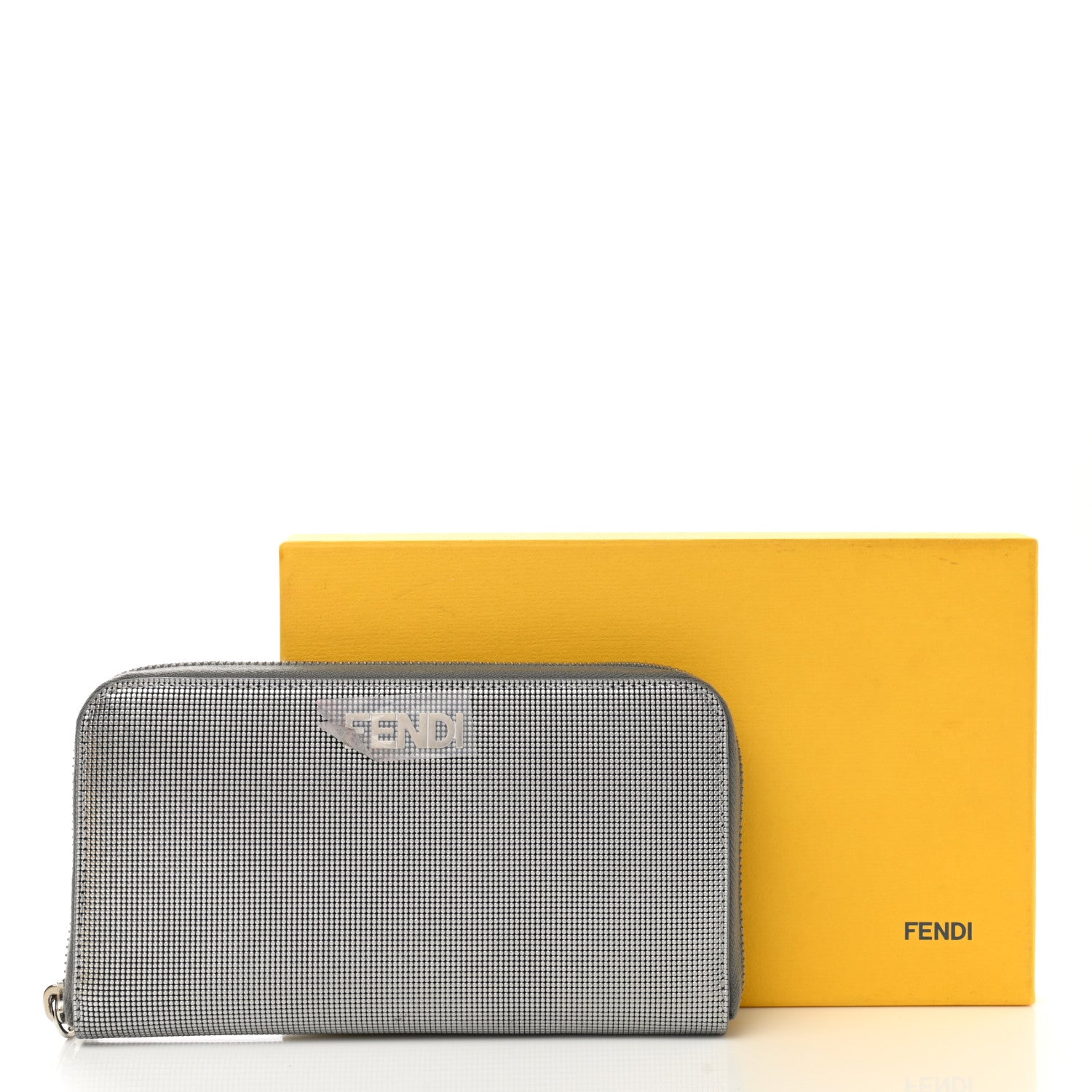Fendi Vitello Lampo Zip Around Wallet Argento 8 of 8
