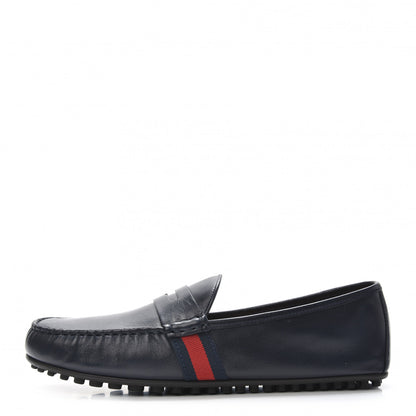 Gucci Nappa Web Mens Kanye Driver Loafers 9 Blue 1 of 9