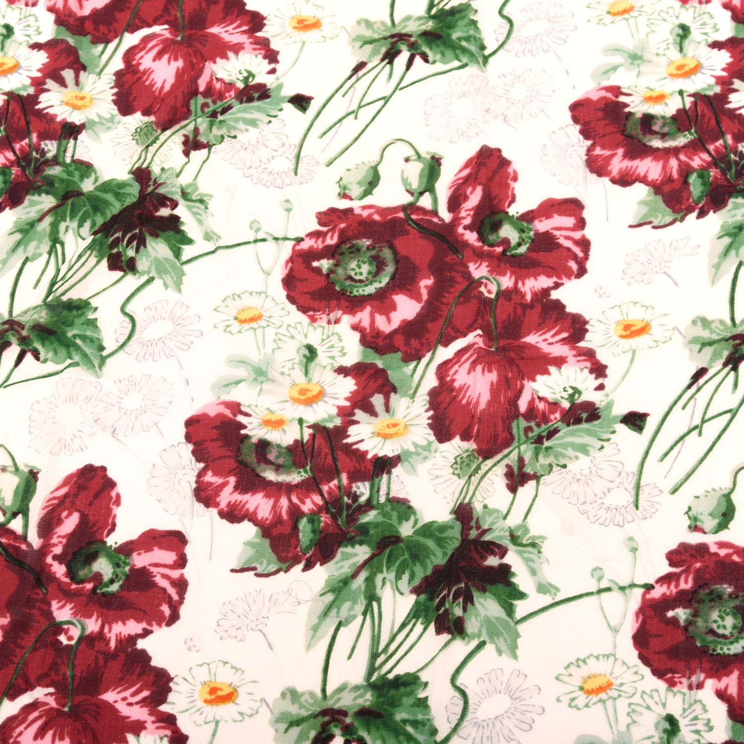 Gucci Wool Jacquard Deep Love Square Shawl Ivory Red 3 of 4