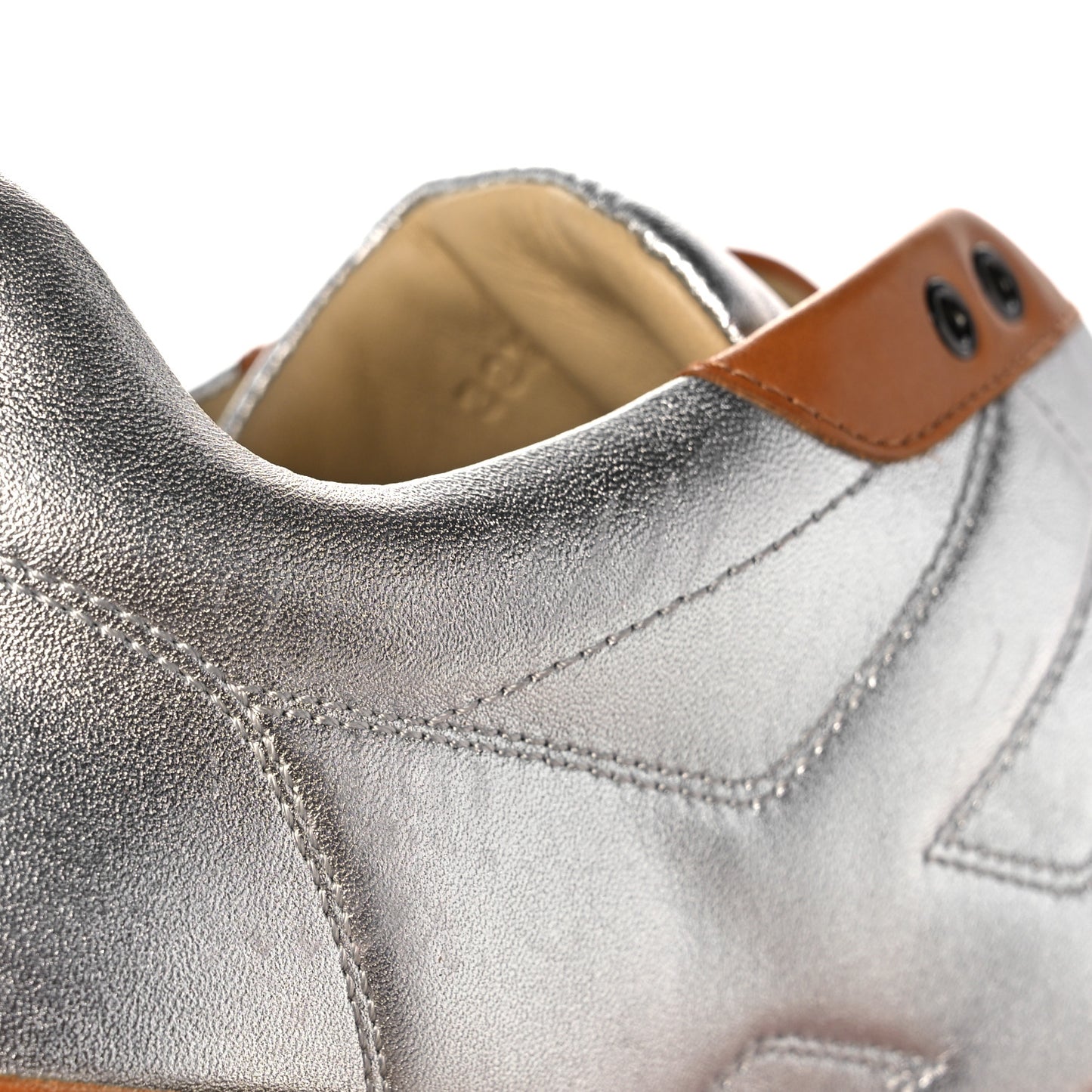 Metallic Nappa Womens Sneakers 38.5 Gris Argente