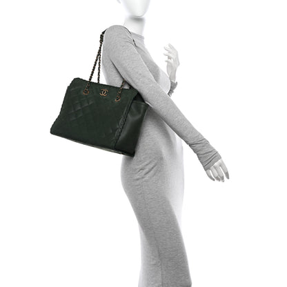 Chanel Calfskin Quilted Whipstich Shopping Tote Green 2 of 12