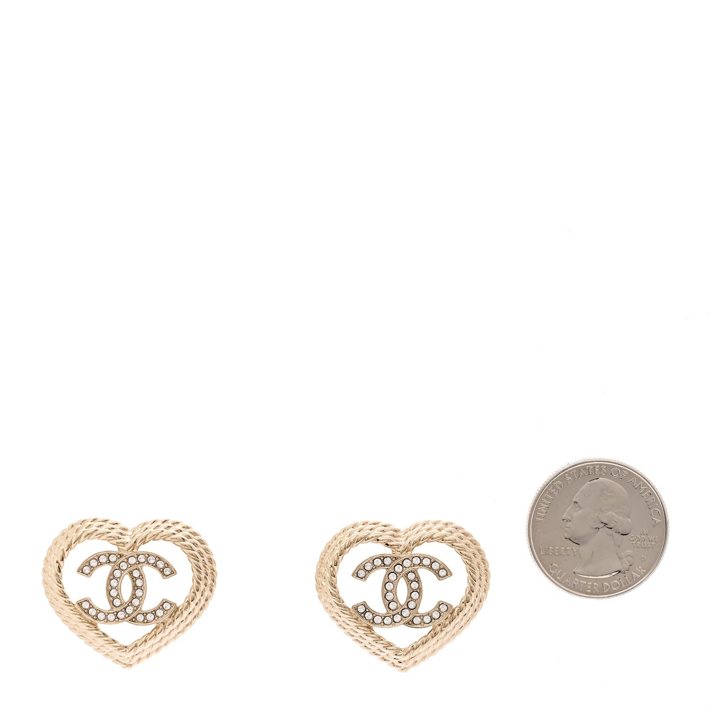 Crystal CC Twist Heart Earrings Gold