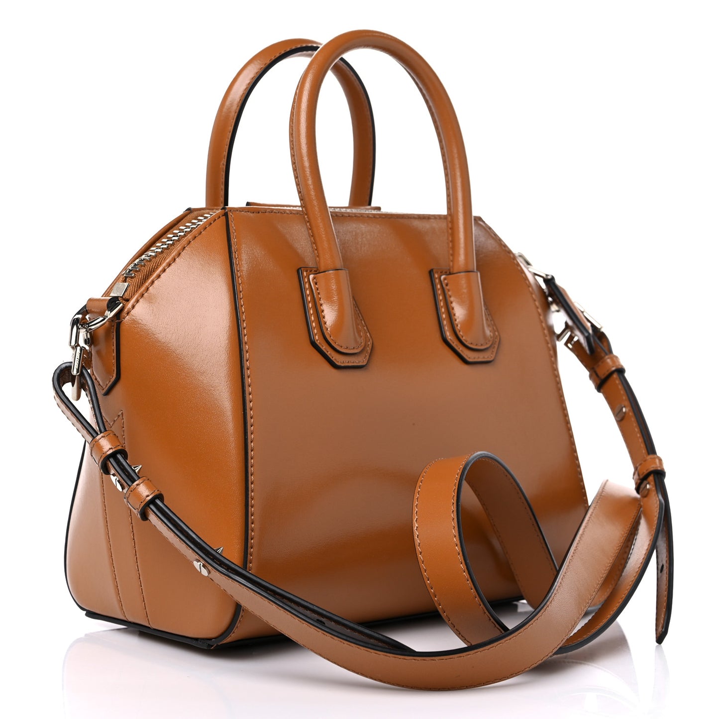 Shiny Lord Calfskin Mini Antigona Camel