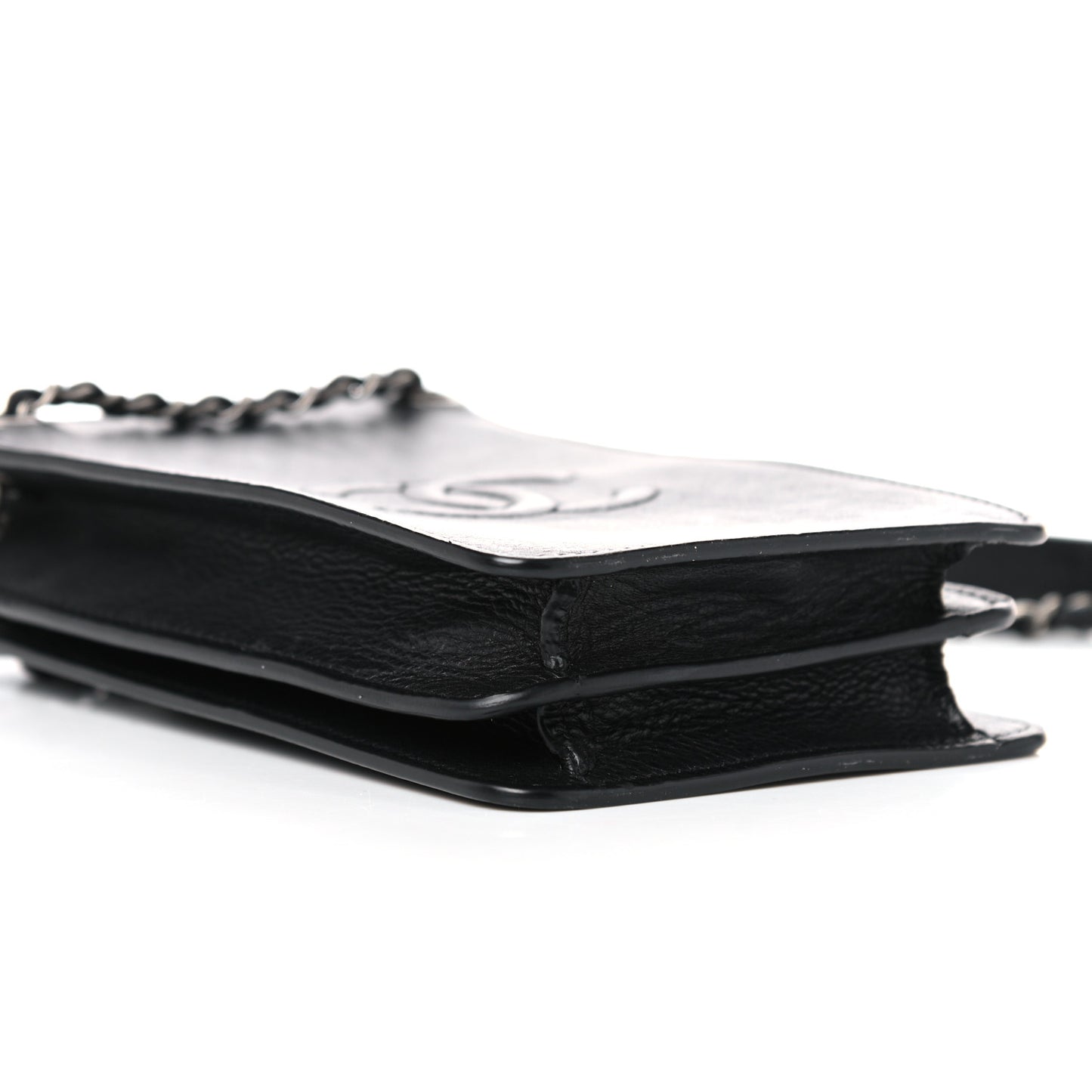 Calfskin CC Phone Holder Crossbody Black