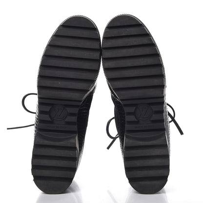 Louis Vuitton Suede Calfskin Monogram Laureate Platform Desert Boots 39 Black 5 of 8