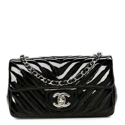 Chanel Patent Calfskin Chevron Quilted Extra Mini Flap Black 1 of 12