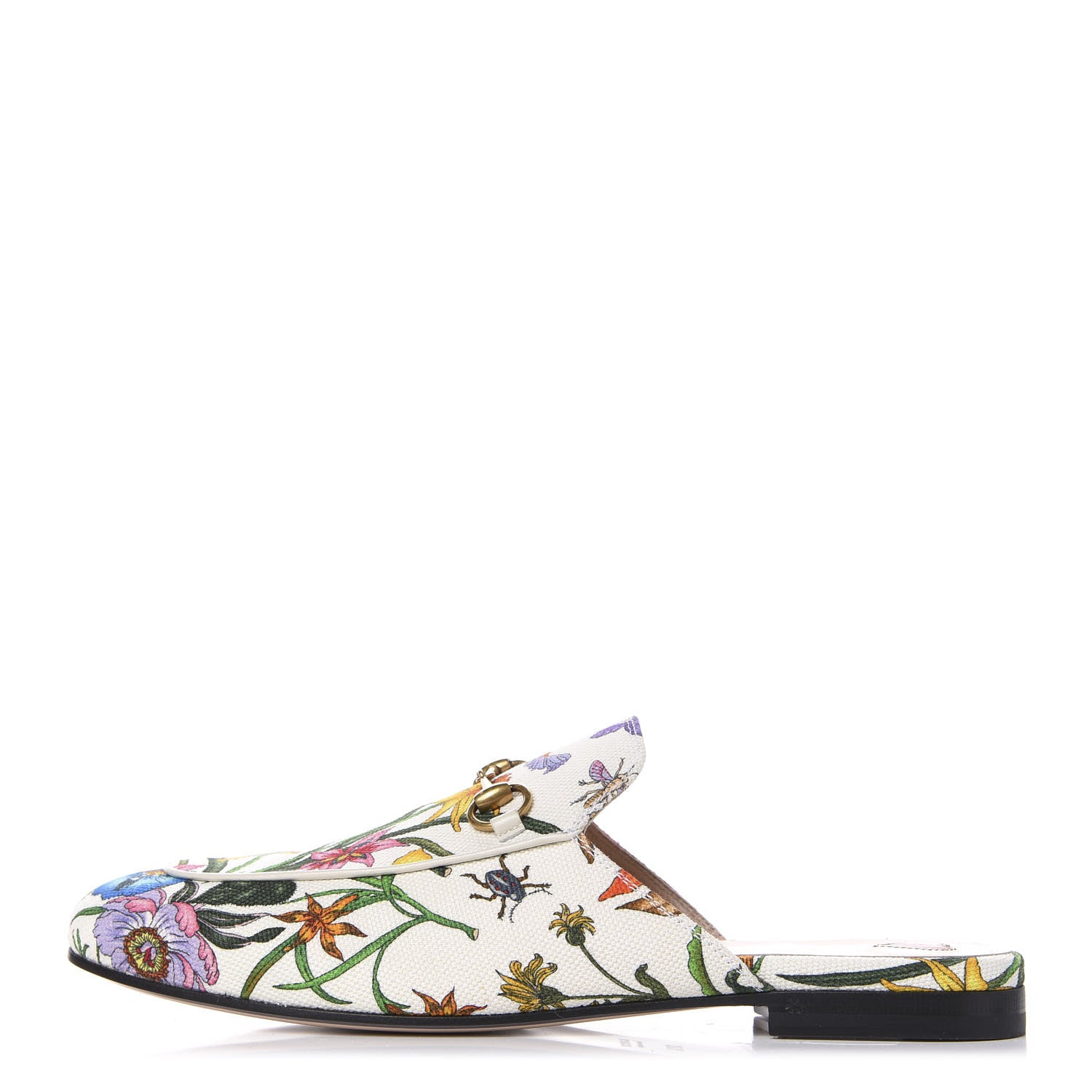 Gucci Canvas Flora Womens Princetown Slippers 39.5 White Multicolor 1 of 9