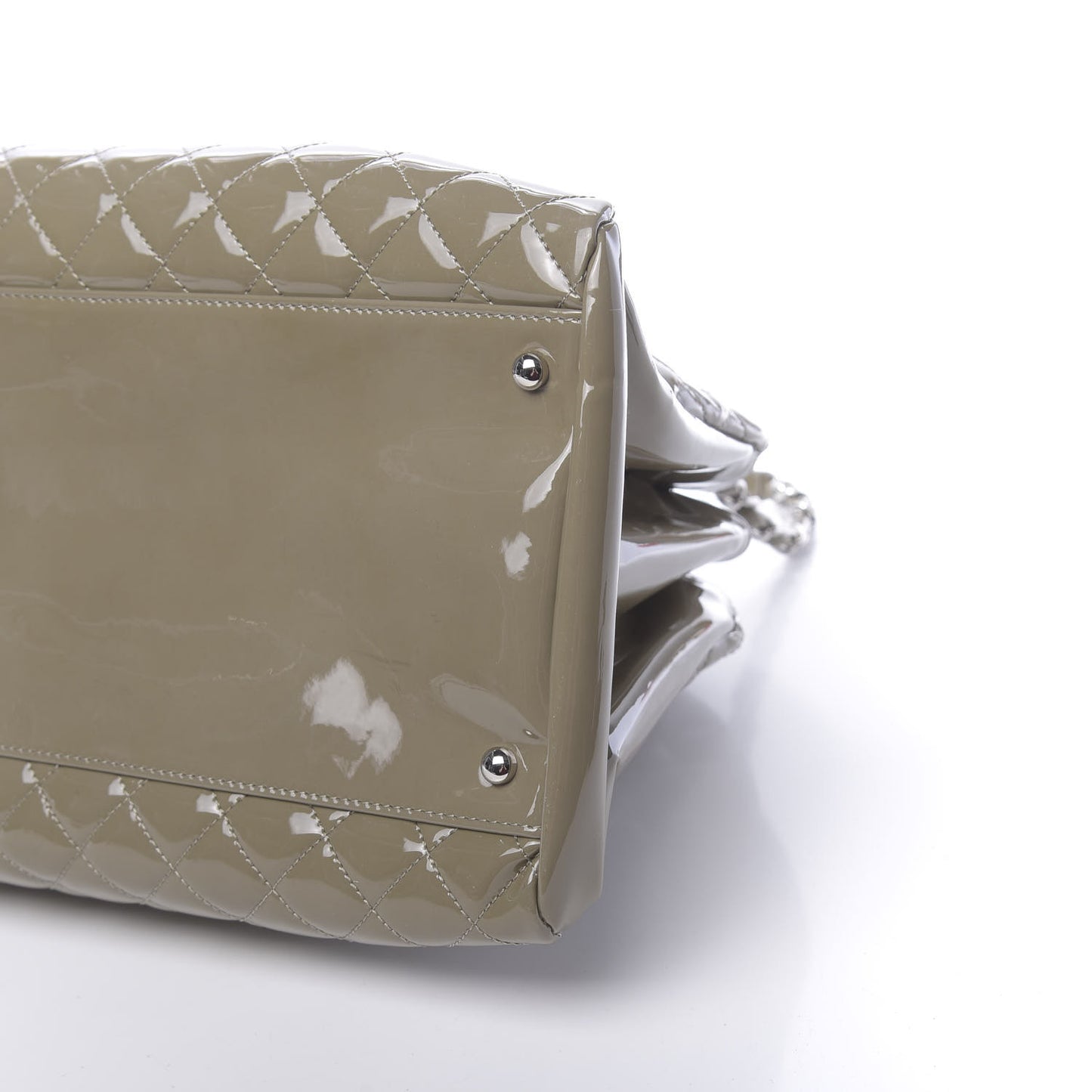 Patent Quilted Large Just Mademoiselle Bowling Bag Gris Fonce