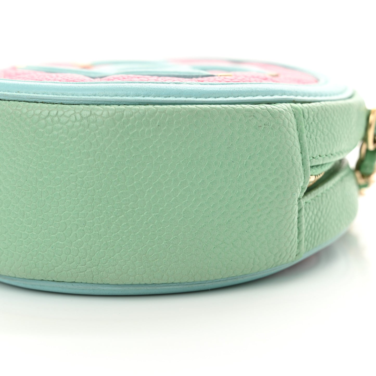 Caviar Quilted Round Filigree Crossbody Pink Blue Green