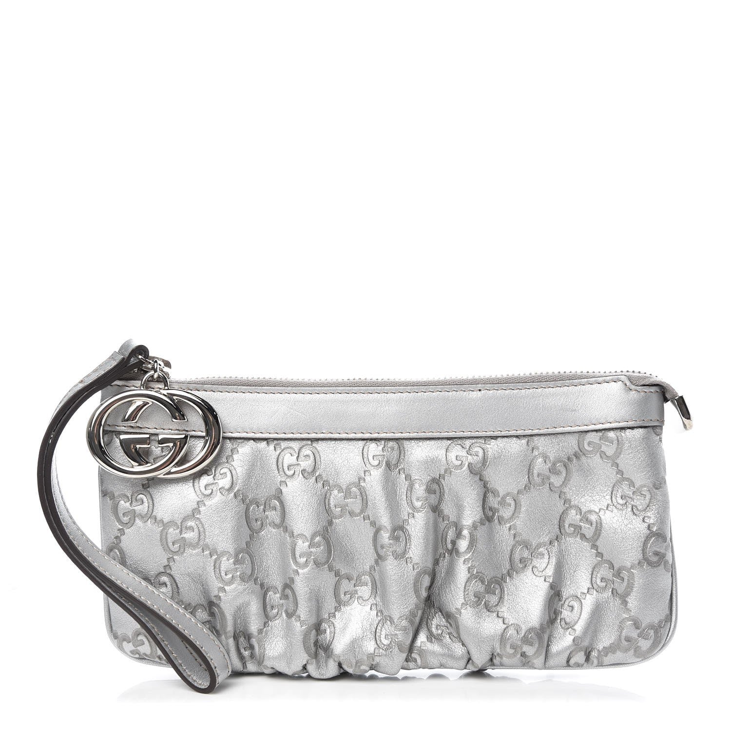 Gucci Guccissima New Britt Wristlet Silver 1 of 8