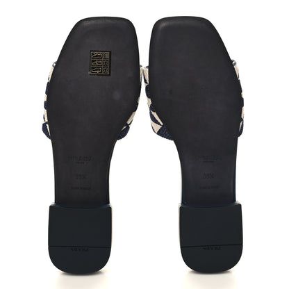 Prada Jacquard Trianglolo Symbole Embroidered Metal Triangle Logo 10mm Slide Sandals 39.5 Baltico Talco 5 of 7