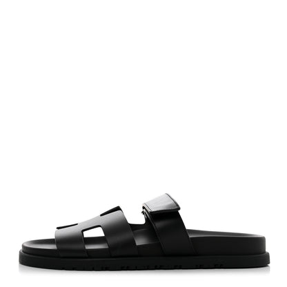 Hermes Calfskin Womens Chypre Sandals 39 Black 1 of 9