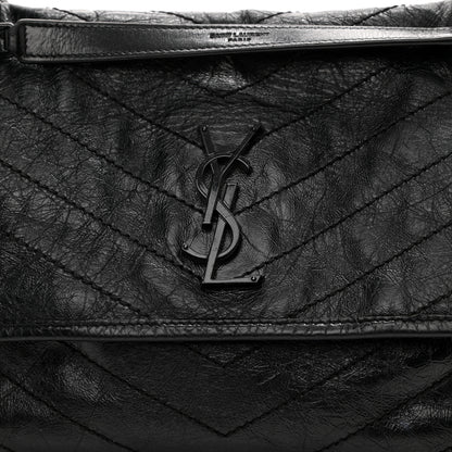 Saint Laurent Crinkled Calfskin Matelasse Monogram Medium Niki Chain Satchel Black 18 of 23