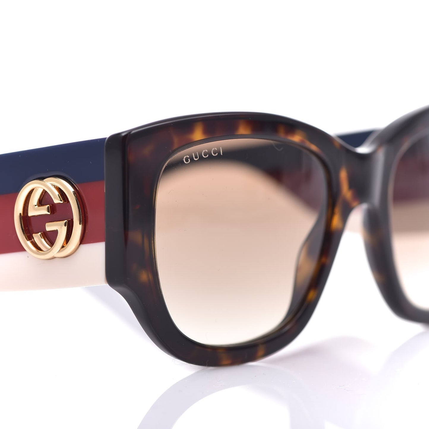 Acetate Web Oversized Frame Rectangle Sunglasses GG0276S Tortoiseshell
