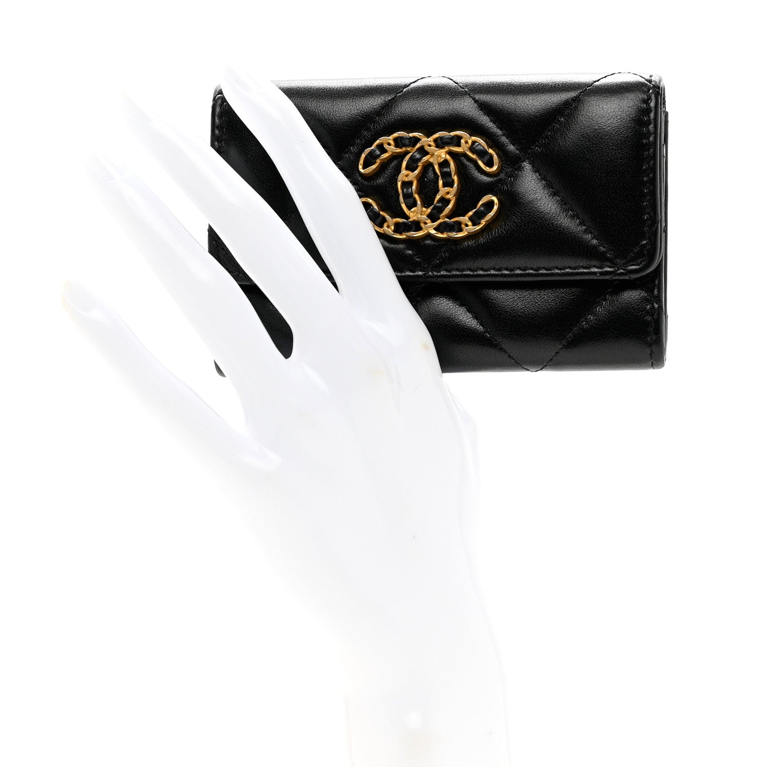 Chanel Lambskin Quilted Chanel 19 Flap Card Holder Black 2 of 9