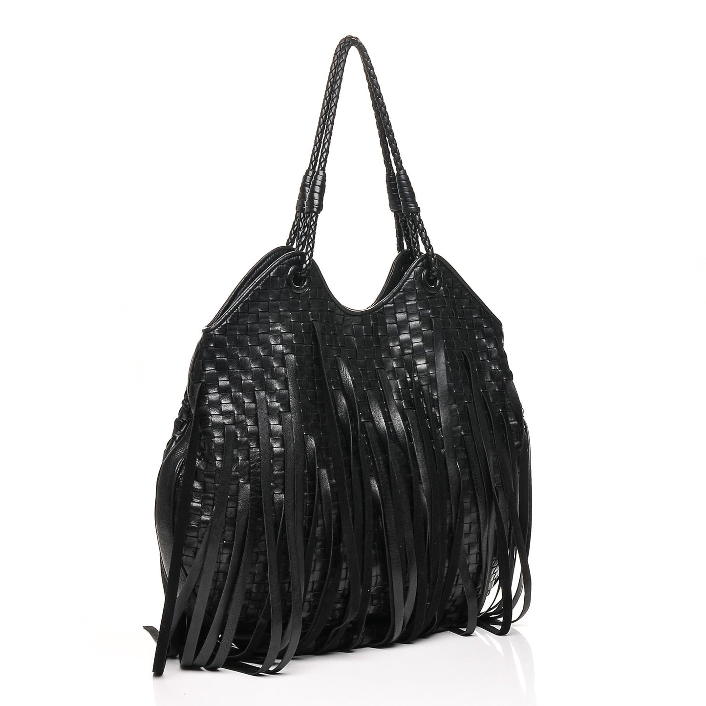 Nappa Intrecciato Fringe Hobo Nero Black