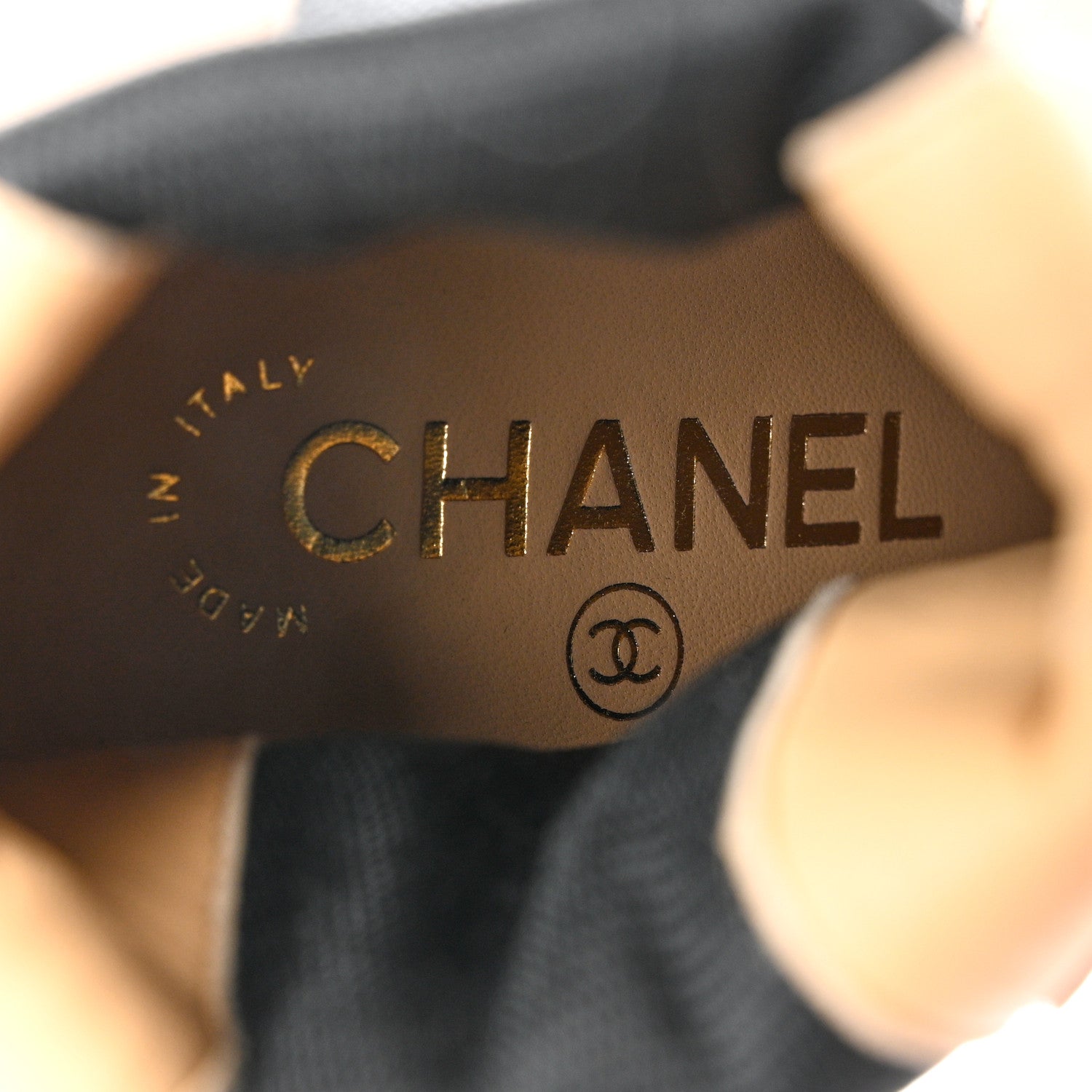 Chanel Lambskin Cap Toe Boots 35.5 Beige Black 7 of 10