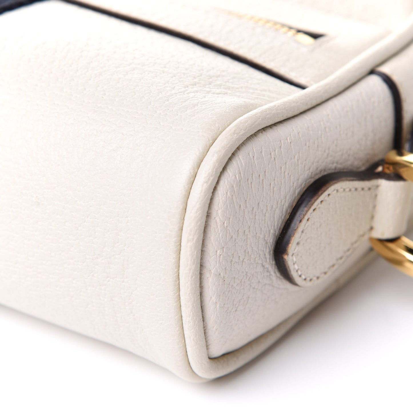 Textured Dollar Calfskin Web Mini Ophidia Shoulder Bag Mystic White