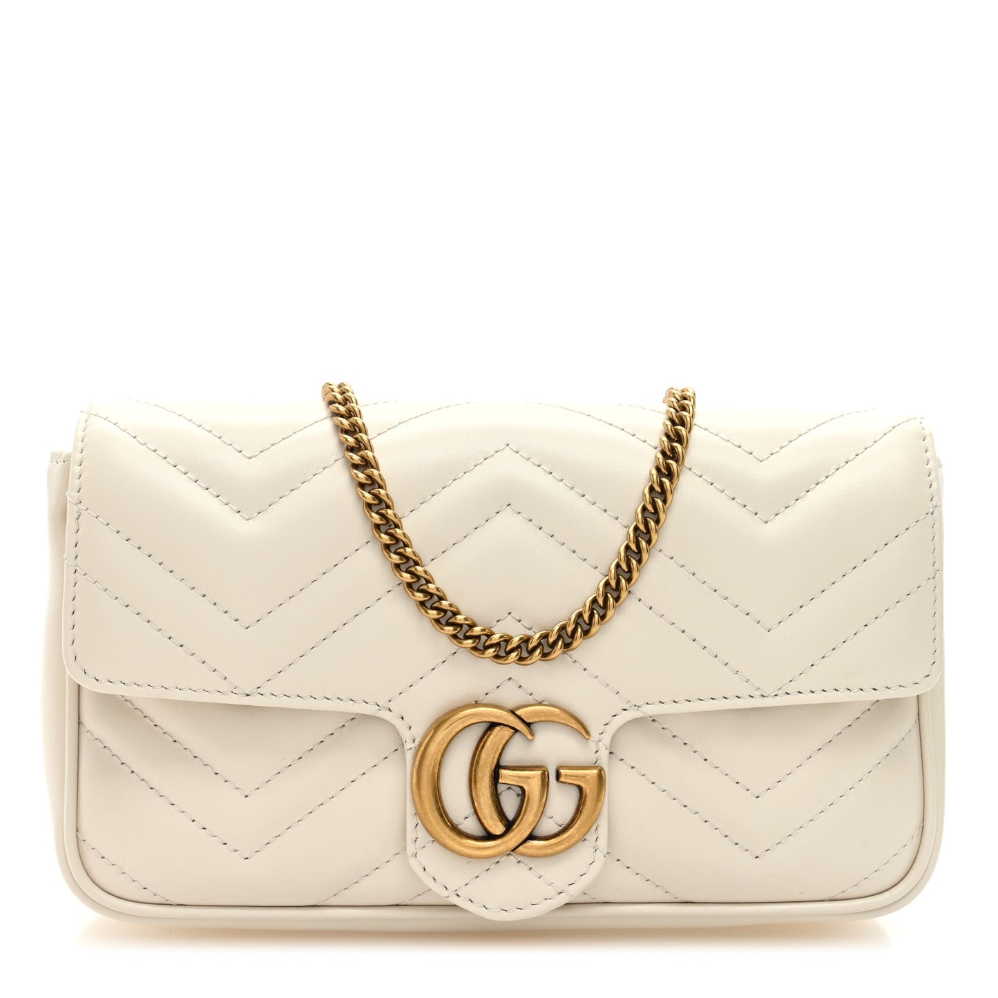 Calfskin Matelasse Mini GG Marmont Shoulder Bag With Card Holder White Black