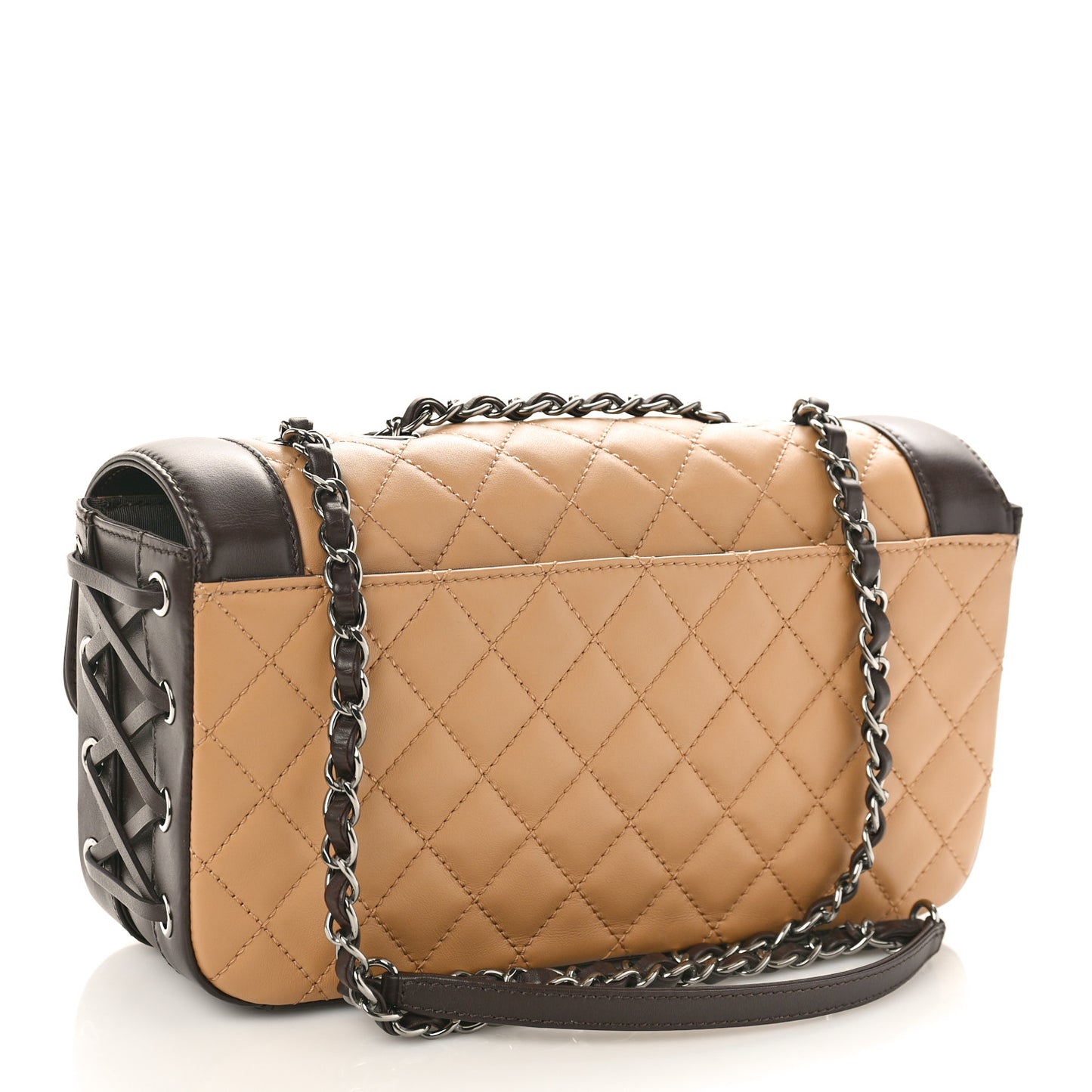 Calfskin Quilted Medium Coco Corset Flap Brown Beige