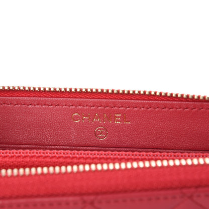 Chanel Lambskin Quilted Small Zip Around Wallet Dark Pink 6 of 7