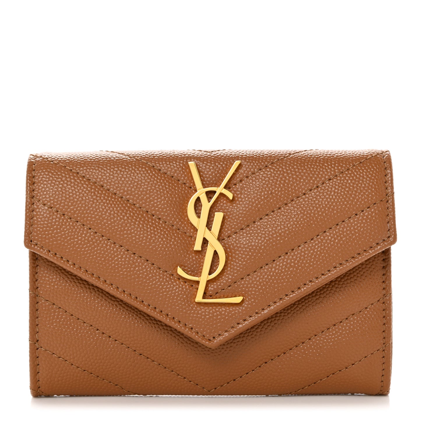 Grain De Poudre Matelasse Chevron Small Monogram Envelope Wallet Natural Dark