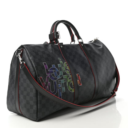 Louis Vuitton Damier Graphite Logo Keepall Bandouliere 50 Rogue 2 of 8
