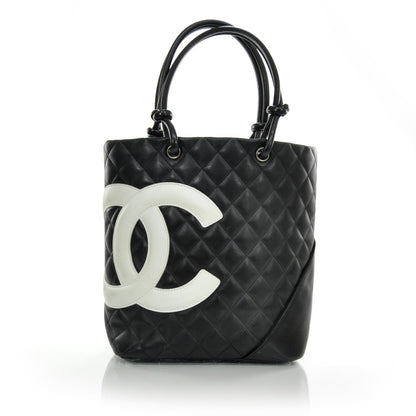 Chanel Calfskin Quilted Medium Cambon Tote Black White 1 of 9