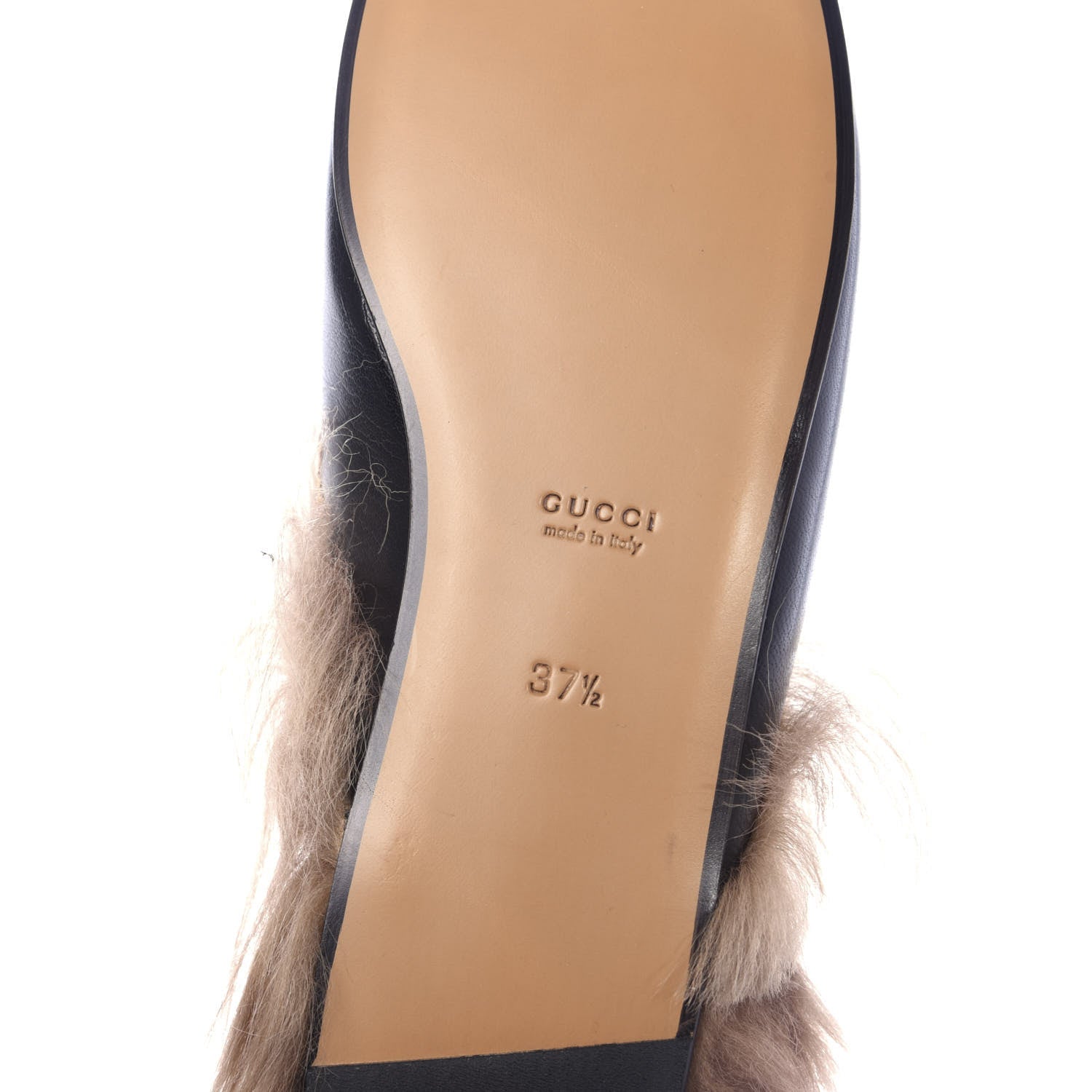 Gucci Goatskin Fur Bee Star Embroidered Womens Princetown Slippers 37.5 Black 8 of 10