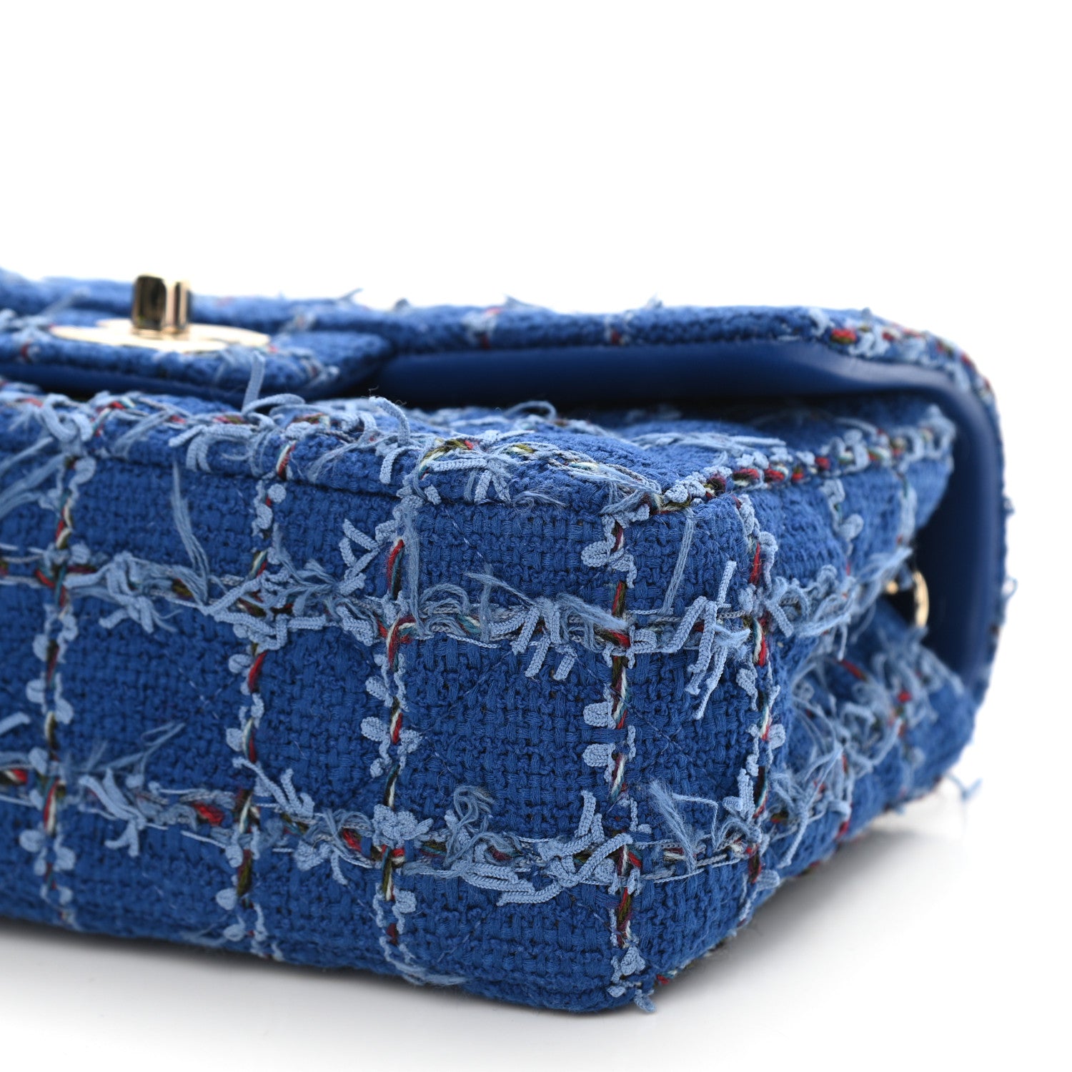 Chanel Tweed Quilted Mini Rectangular Flap Blue Multicolor 10 of 10