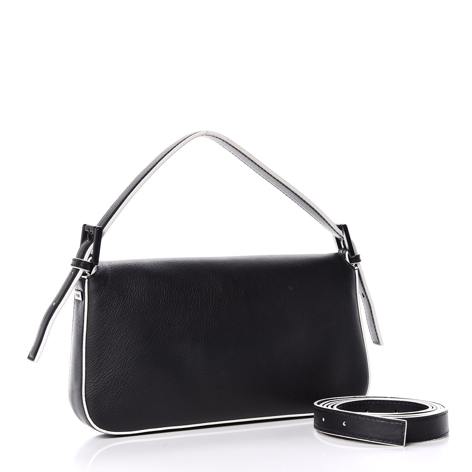 Fendi Vitello Dolce Elite Monster Eyes Bi-Color Baguette Black Yellow 3 of 8