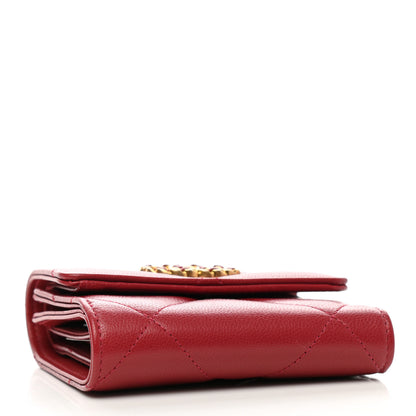 Chanel Shiny Goatskin Quilted Chanel 19 Compact Wallet Red 4 of 6