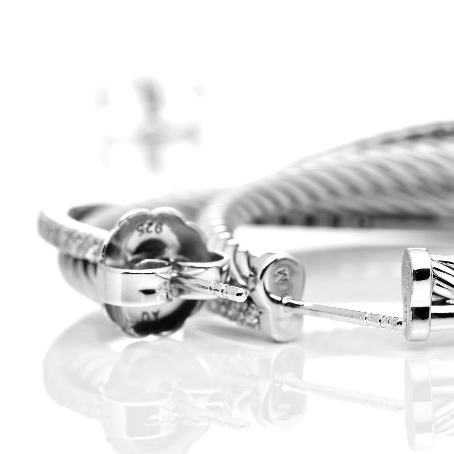 Sterling Silver Diamond Extra Large Crossover Hoop Earrings