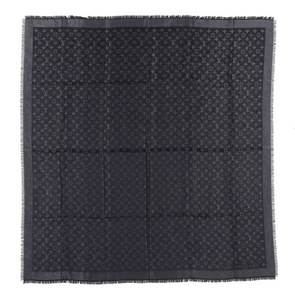 Louis Vuitton Silk Wool Monogram Denim Shawl Black 1 of 4