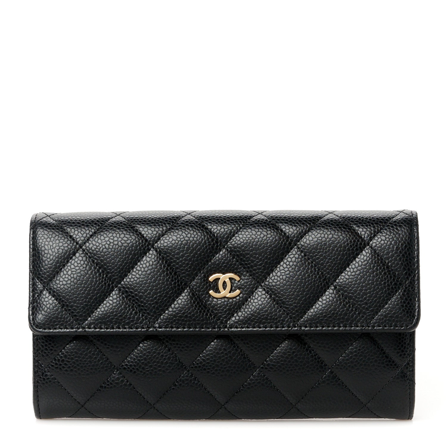 Chanel Caviar Quilted Large Gusset Flap Wallet Black 1 of 10