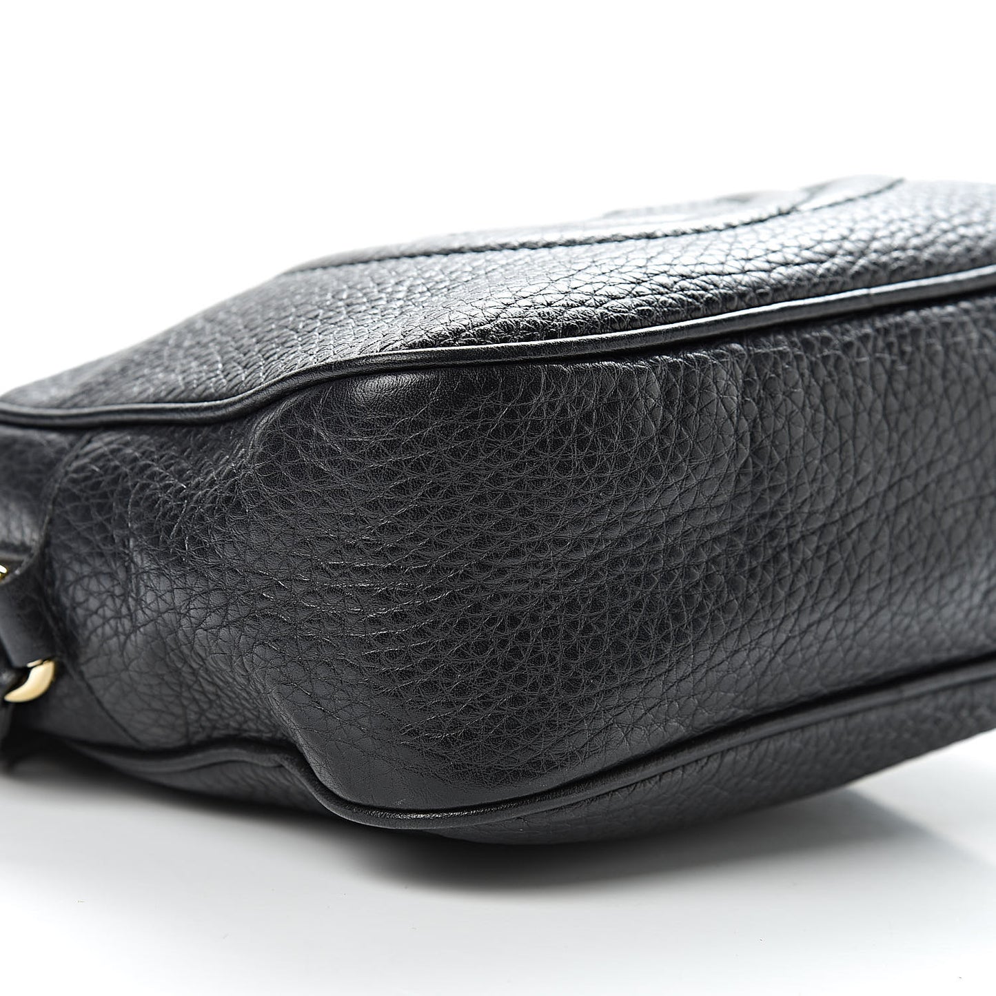 Pebbled Calfskin Small Soho Disco Bag Black