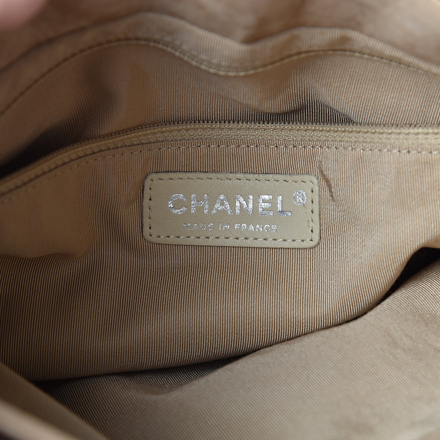 Suede Quilted Large Trianon Messenger Flap Beige