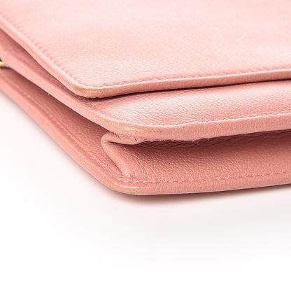 Chanel Goatskin Embossed Camellia Wallet On Chain WOC Light Pink 12 of 21