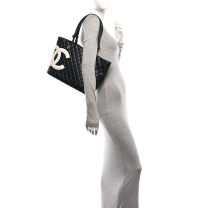 Chanel Calfskin Quilted Large Cambon Tote Black White 2 of 10