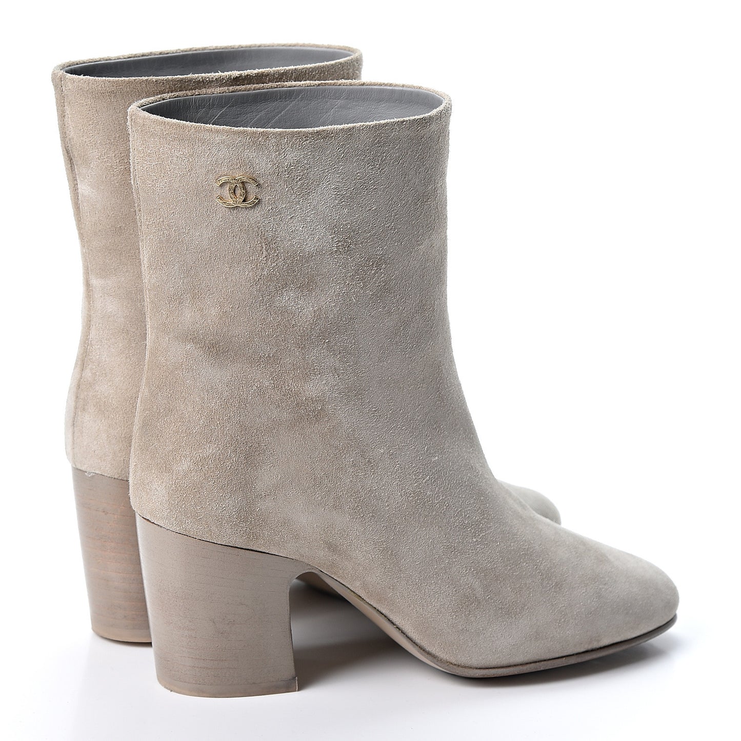 Suede Calfskin CC Short Boots 36.5 Beige