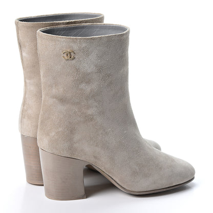 Chanel Suede Calfskin CC Short Boots 36.5 Beige 4 of 10