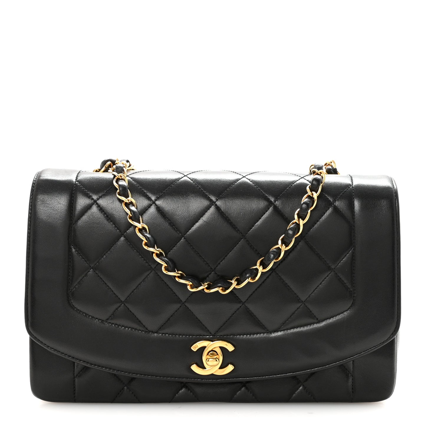 Lambskin Quilted Medium Single Flap Black