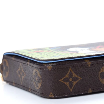 Louis Vuitton Monogram 2021 Christmas Animation China Wall Pochette Felicie Chain Wallet Myosotis Blue 8 of 9